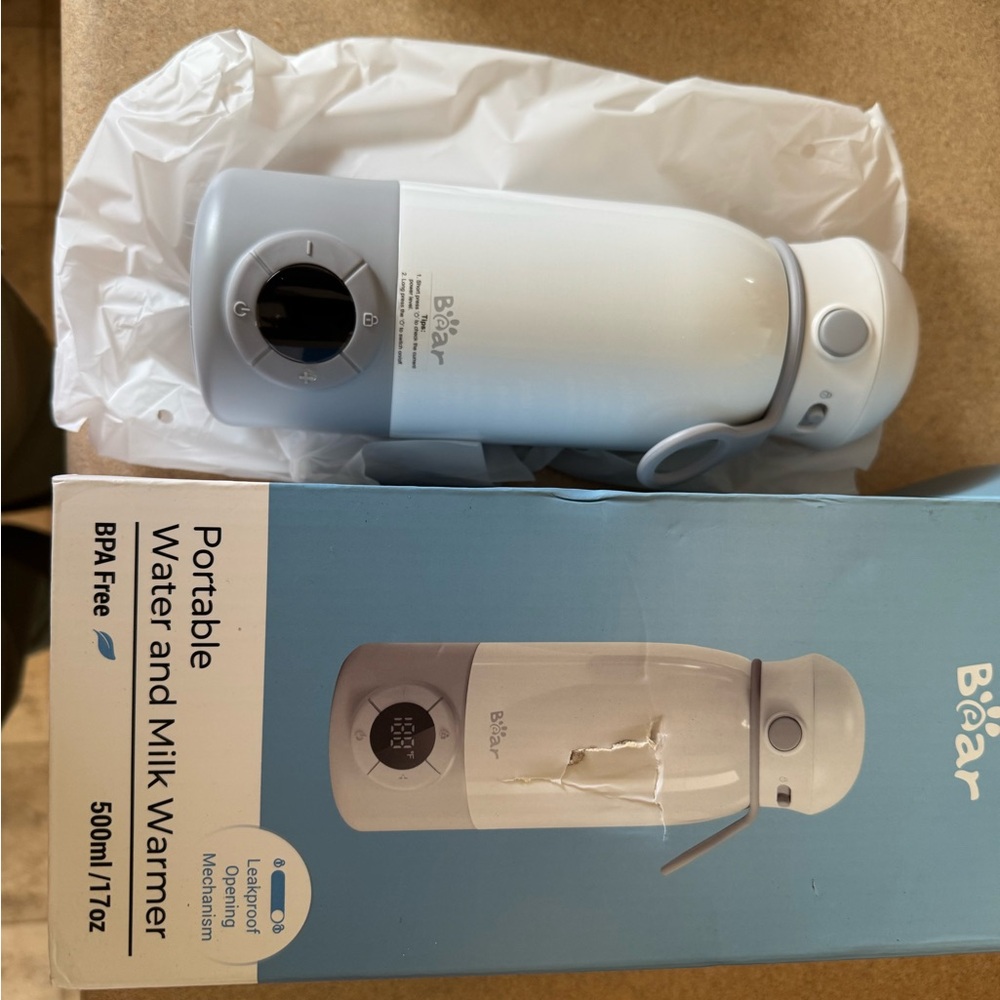 Bear Portable Water and Milk Warmer - White and Gray